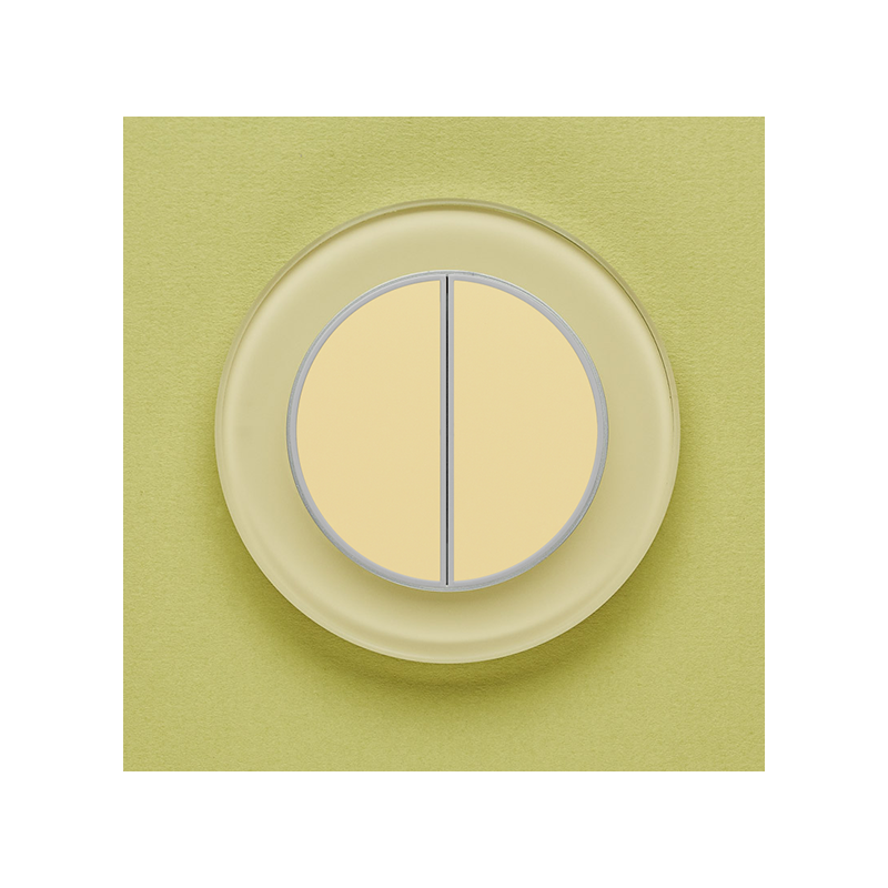 Одноканальный двухклавишный радиопульт DeLUMO Ronda 1014 классический бежевый на зеленой стене