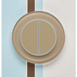 Одноканальный двухклавишный радиопульт DeLUMO Ronda 1236 светлый коричневый на цветной стене