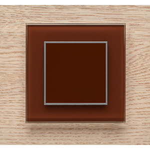 Одноканальный клавишный радиопульт DeLUMO Orto 8017 темный коричневый на деревянной стене