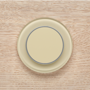 Одноканальный клавишный радиопульт DeLUMO Ronda 1015 светлый бежевый на деревянной стене