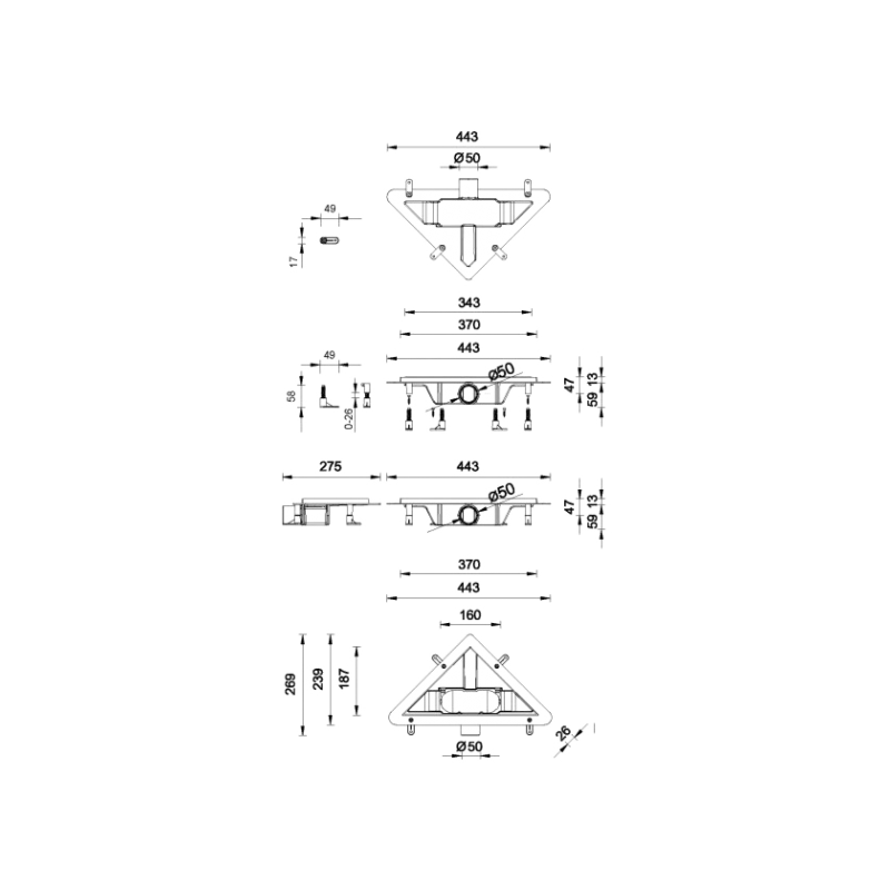 Габариты углового трапа