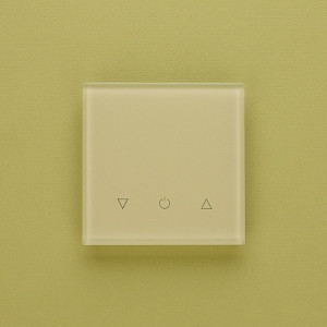 Одноканальный трехклавишный сенсорный радиопульт DeLUMO Senso 1014 классический бежевый на зеленой стене