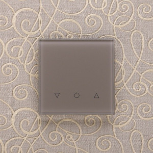 Одноканальный трехклавишный сенсорный радиопульт DeLUMO Senso 1236 светлый коричневый на бежевой стене