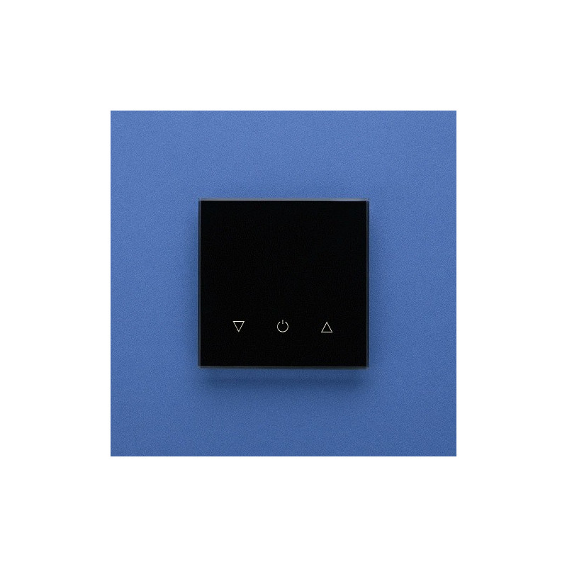 Одноканальный трехклавишный сенсорный радиопульт DeLUMO Senso 9005 классический черный на синей стене