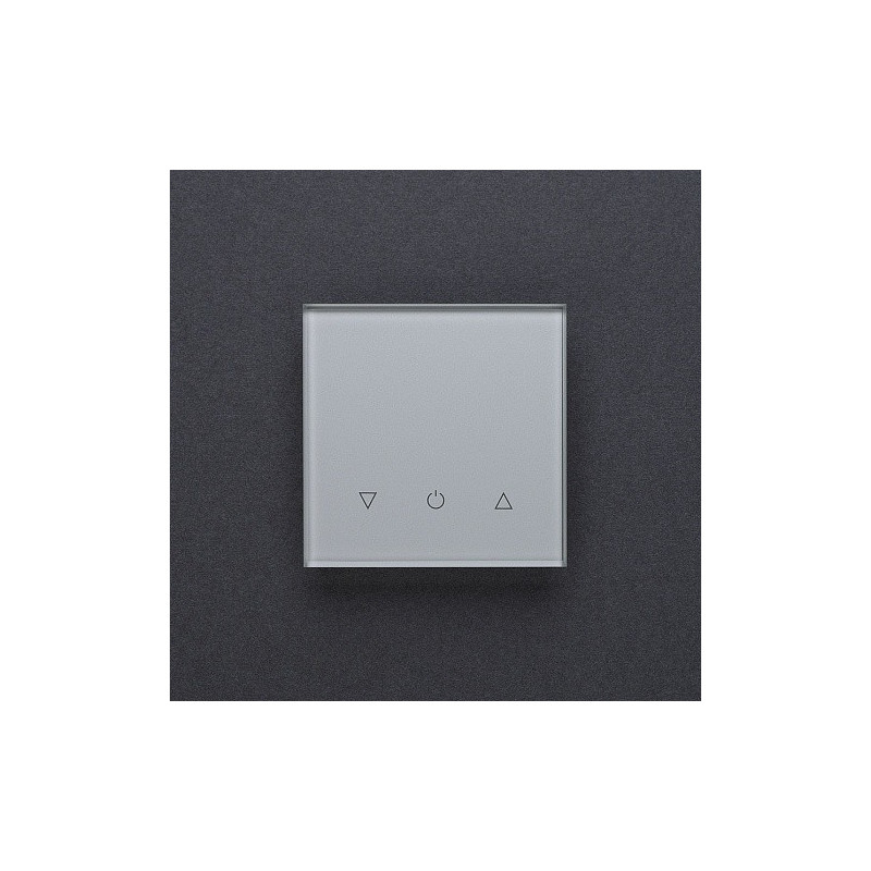 Одноканальный трехклавишный сенсорный радиопульт DeLUMO Senso 9006 серый металлик на темной стене