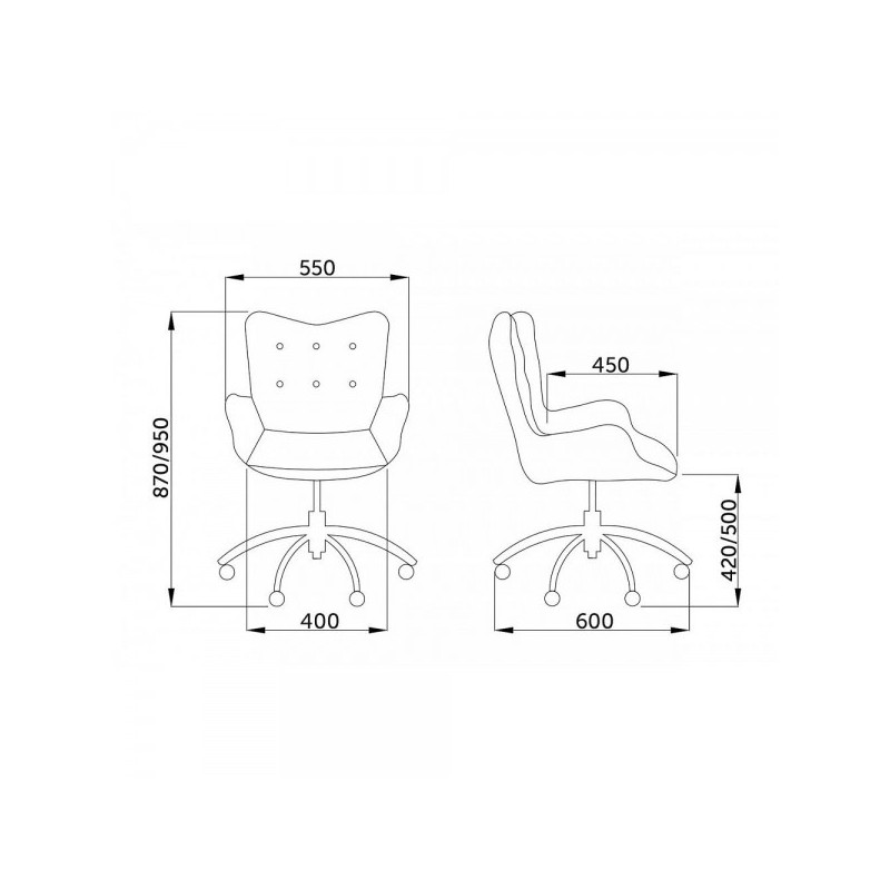 Кресло компьютерное AksHome Bella фиолетовый схема