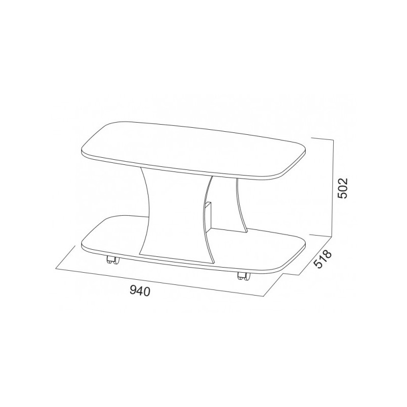 Журнальный столик SV-мебель К №8 46968 ясень анкор светлый размеры