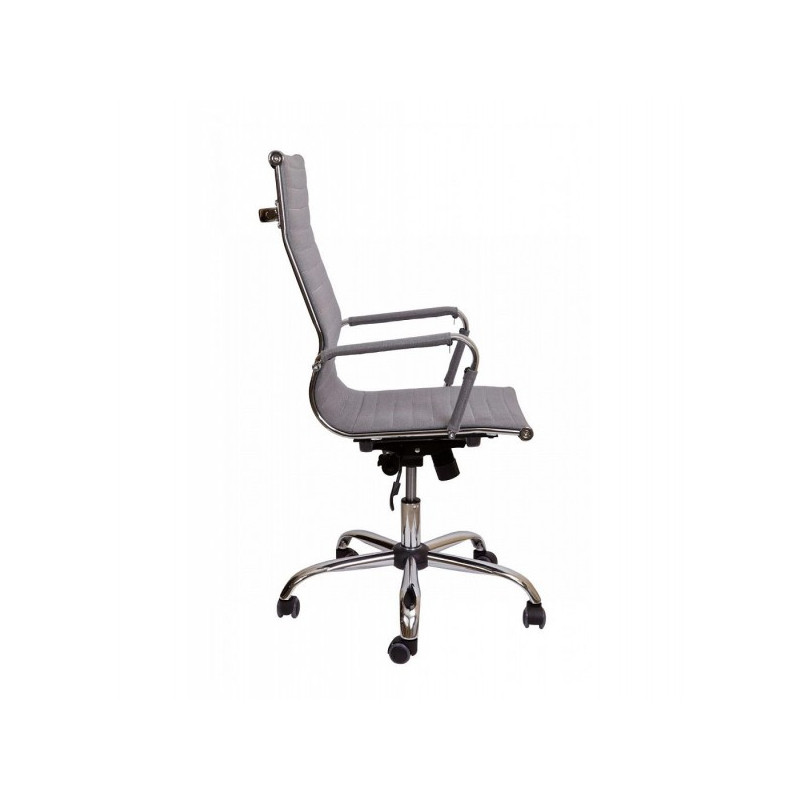 Кресло компьютерное AksHome Elegance Chrome серый вид сбоку