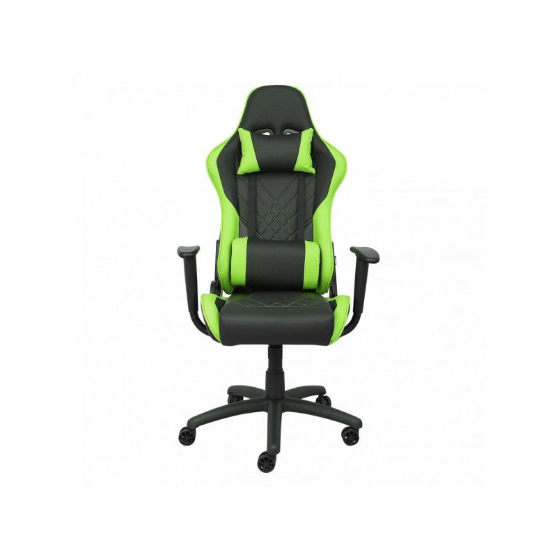 Кресло геймерское AksHome Epic черный/зеленый вид спереди