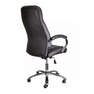 Кресло компьютерное AksHome King A черный (натуральная кожа) вид сзади