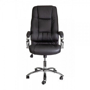 Кресло компьютерное AksHome King A черный (натуральная кожа) вид спереди