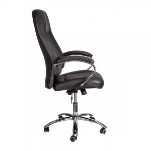 Кресло компьютерное AksHome King A черный (натуральная кожа) вид сбоку