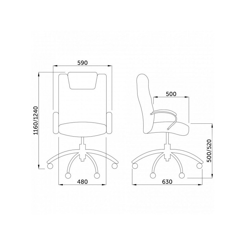 Кресло компьютерное AksHome Richard New Chrome коричневый схема