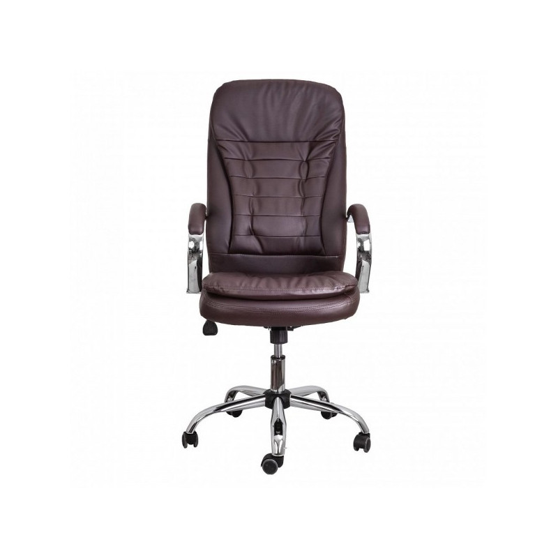 Кресло компьютерное AksHome Richard New Chrome коричневый вид спереди