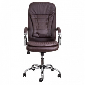 Кресло компьютерное AksHome Richard New Chrome коричневый вид спереди