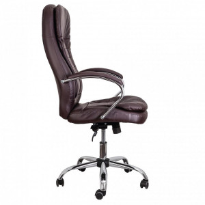 Кресло компьютерное AksHome Richard New Chrome коричневый вид сбоку