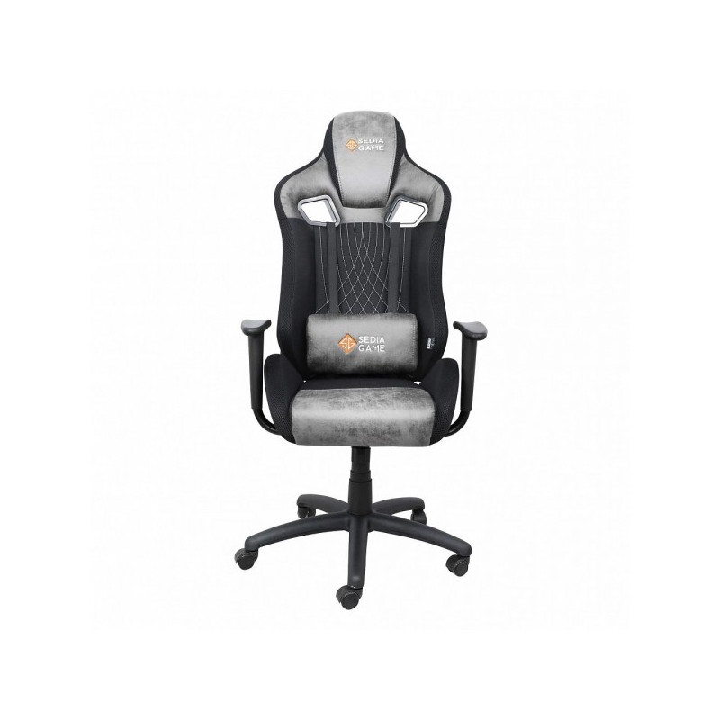 Кресло геймерское AksHome Royal светло-серый/черный вид спереди