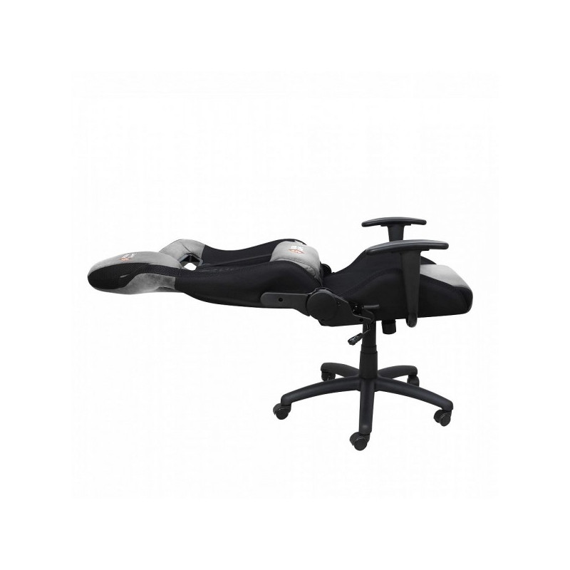 Кресло геймерское AksHome Royal светло-серый/черный в разложенном виде