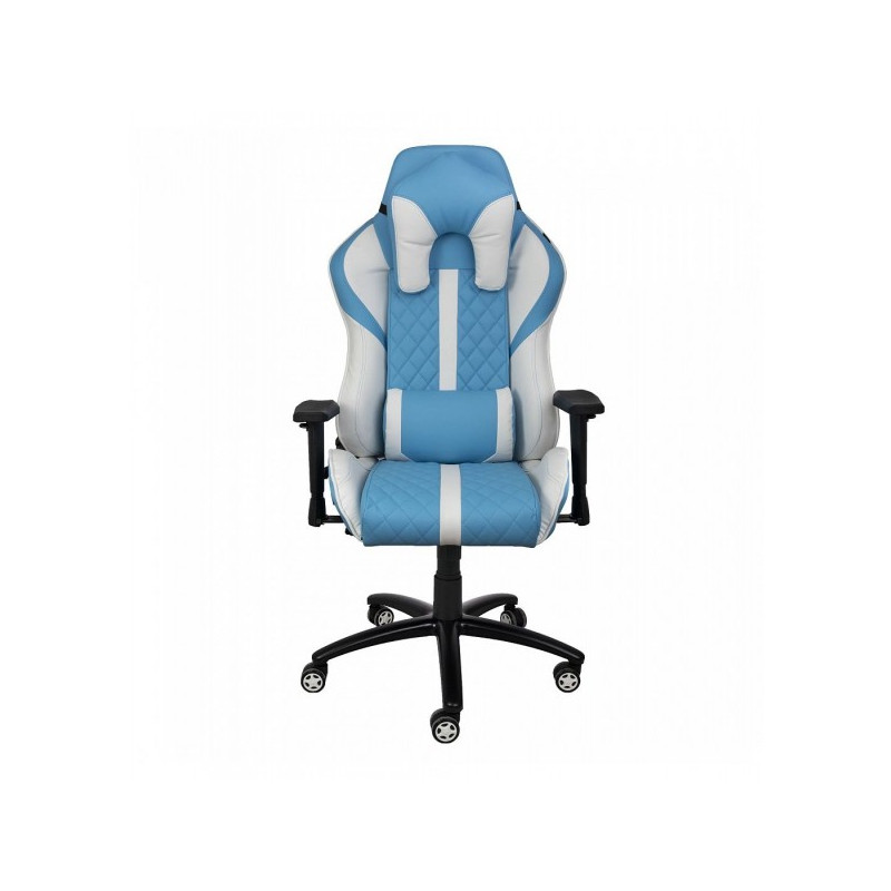 Кресло геймерское AksHome Sprinter белый/голубой вид спереди