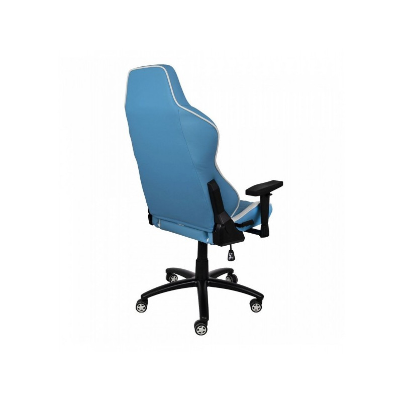 Кресло геймерское AksHome Sprinter белый/голубой вид сзади