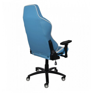 Кресло геймерское AksHome Sprinter белый/голубой вид сзади