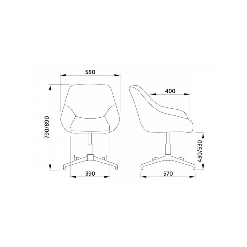 Кресло компьютерное AksHome Bali серый схема
