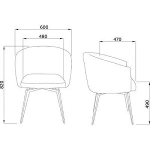 Кресло AksHome Melon карри/черный схема
