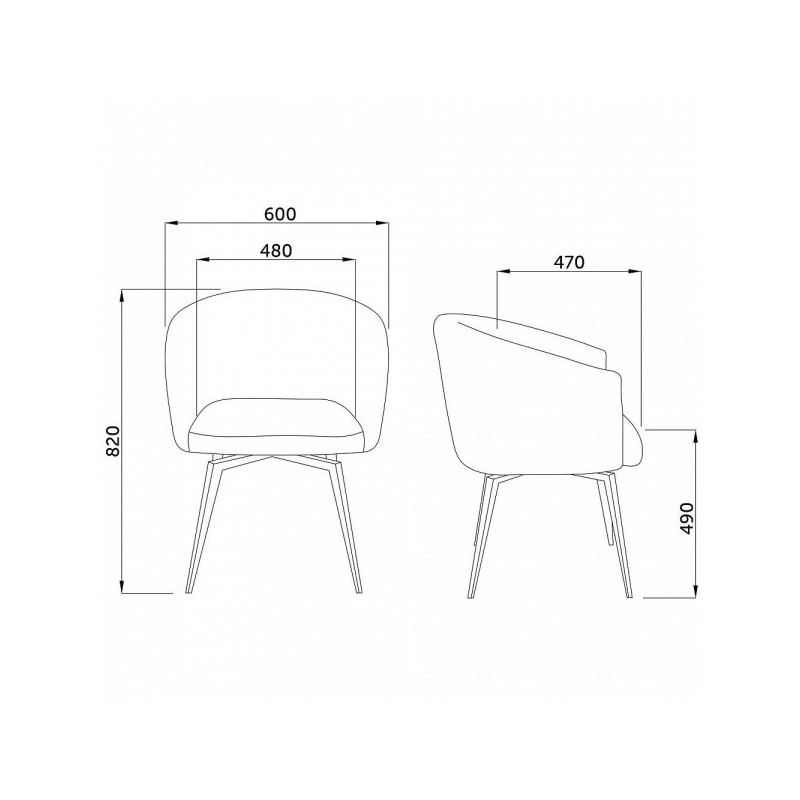 Кресло AksHome Melon серый/черный схематичный вид