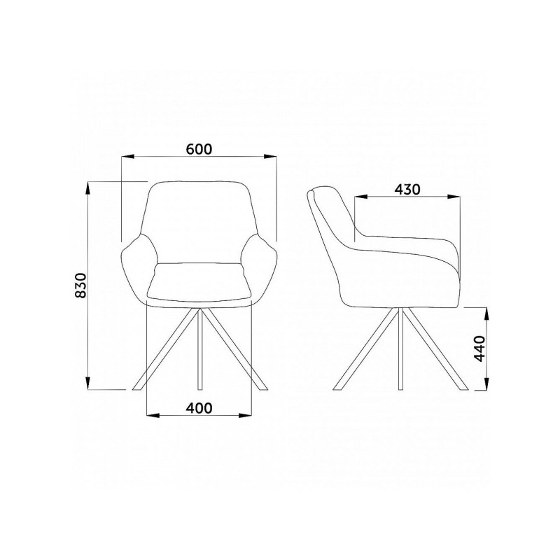 Кресло AksHome Virginia темно-серый MQ001-5/черный схематичный вид