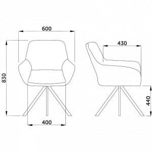 Кресло AksHome Virginia темно-серый MQ001-5/черный схематичный вид