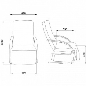 Кресло AksHome Grand серый схематичный вид