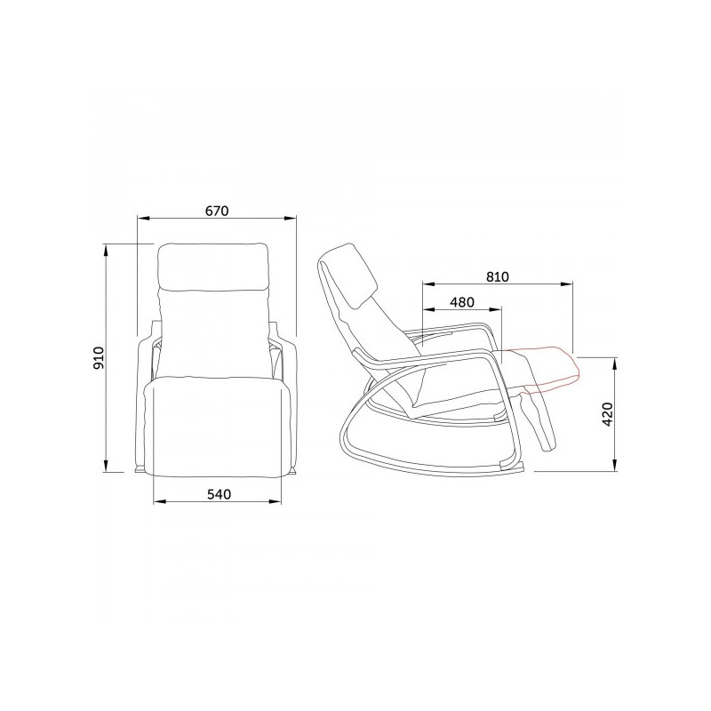 Кресло-качалка AksHome Smart серый схематичный вид