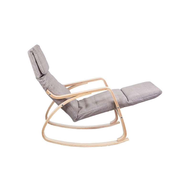 Кресло-качалка AksHome Smart серый вид сбоку с подставкой для ног