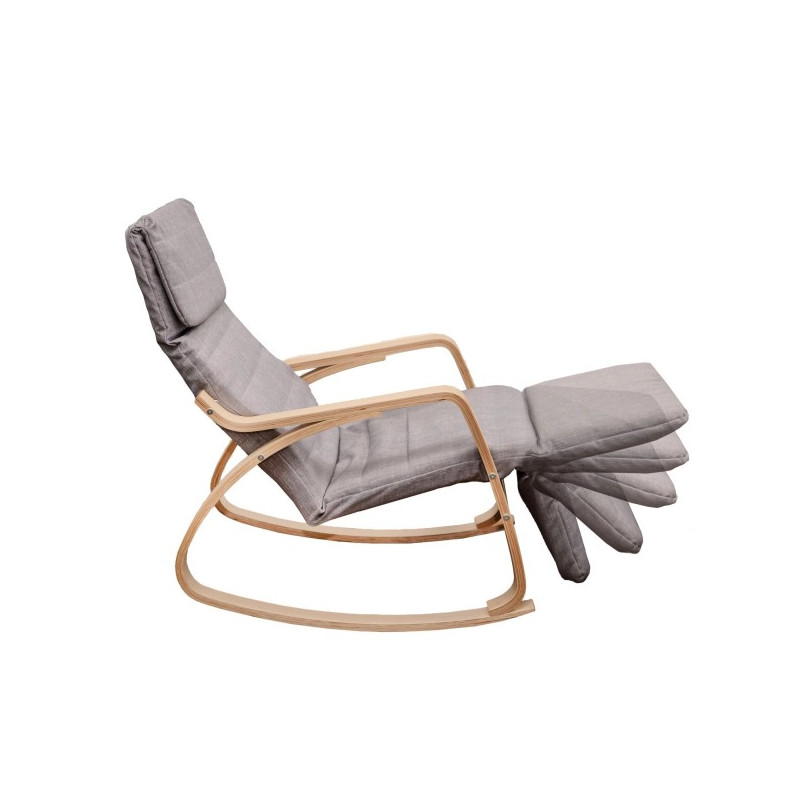 Кресло-качалка AksHome Smart серый демонстрация подставки для ног