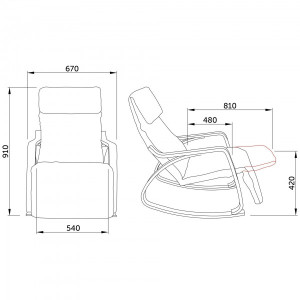 Кресло-качалка AksHome Smart серый схематичный вид