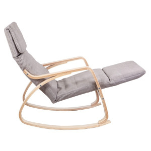 Кресло-качалка AksHome Smart серый вид сбоку с подставкой для ног