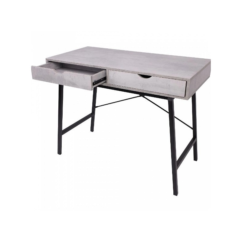 Стол письменный AksHome Agat бетон/черный металл с открытым ящиком