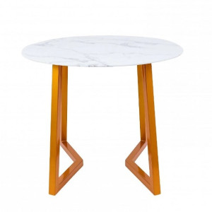 Кухонный стол AksHome Goldie мрамор/золотой сбоку