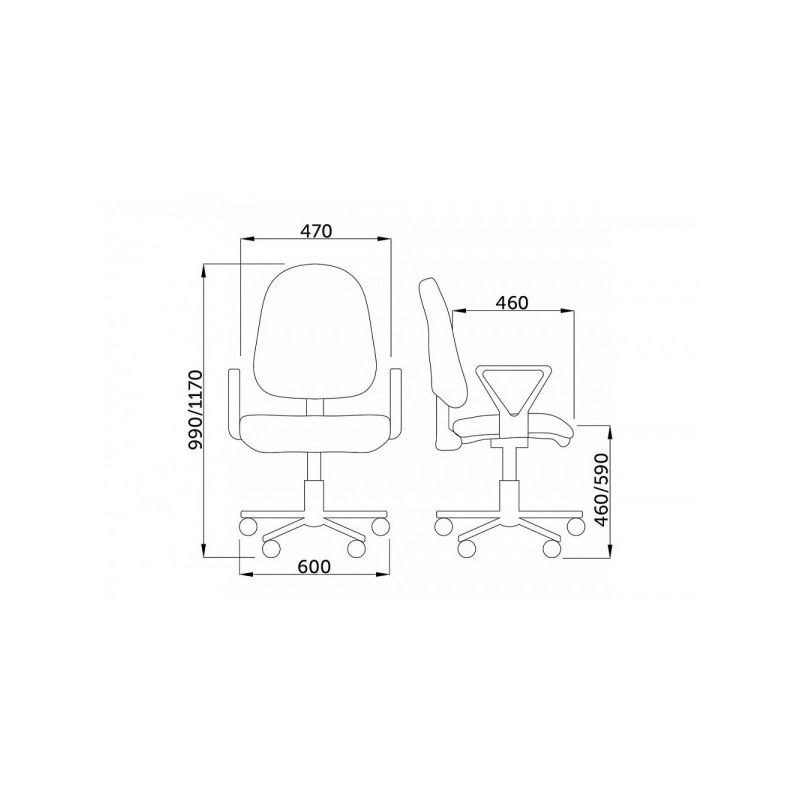Кресло компьютерное UTFC Престиж Самба черный (искусственная кожа) схема
