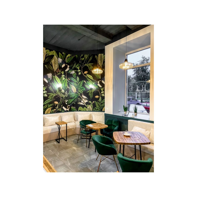 Стул AksHome Amur зеленый/золотой вид в комнате