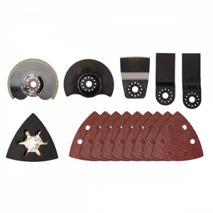 Многофункциональный инструмент (реноватор) Einhell TC-MG 18 Li-Solo 4465170 (без АКБ) вид материалов в комплекте.