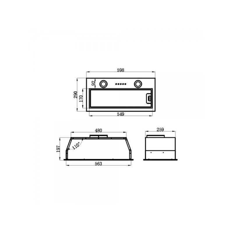 Вытяжка HOMSair Fleet 60 White вид схемы.