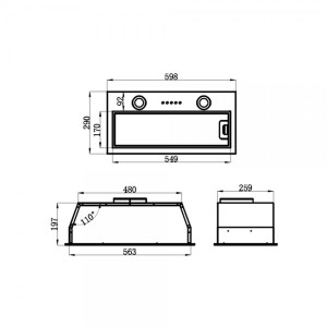 Вытяжка HOMSair Fleet 60 White вид схемы.