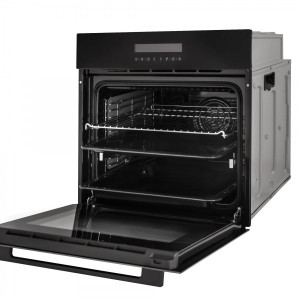 Электрический духовой шкаф Exiteq EXO-404 Black открытый вид под углом.