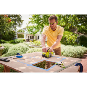 Циркулярная пила Ryobi R18MMS-0 (без АКБ) выпиливание по образцу