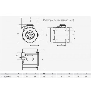 Вытяжной вентилятор Soler&Palau TD-1100/250 EXEIIT3