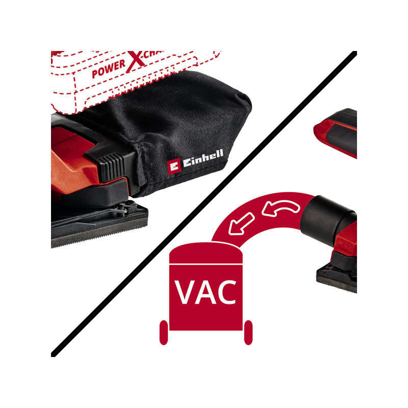 Вибрационная шлифмашина Einhell TC-OS 18/187 Li Solo 4460725 (без АКБ) подключение к пылесосу