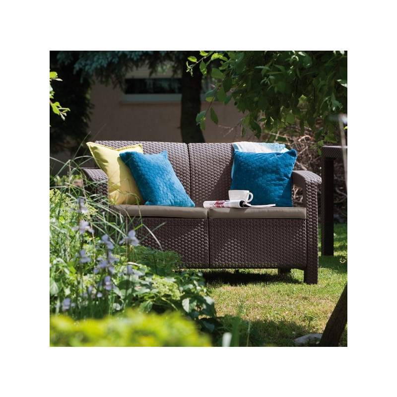 Диван садовый Keter Corfu II Love Seat коричневый общий вид