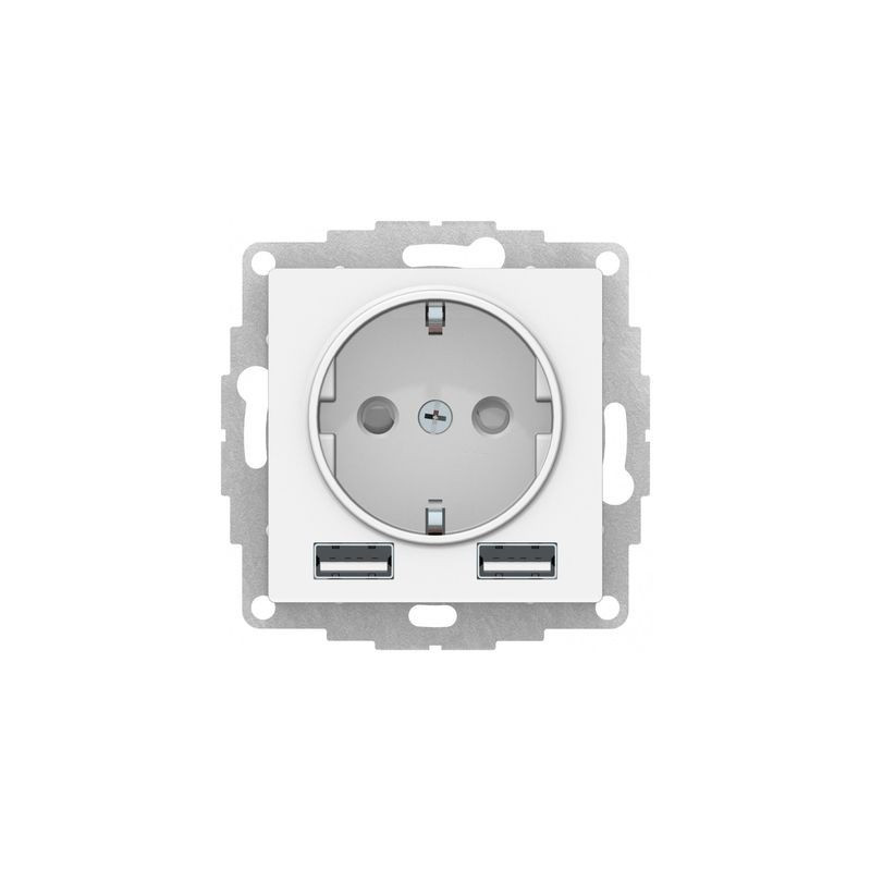 Розетка Schneider Electric AtlasDesign ATN000130 белый вид спереди