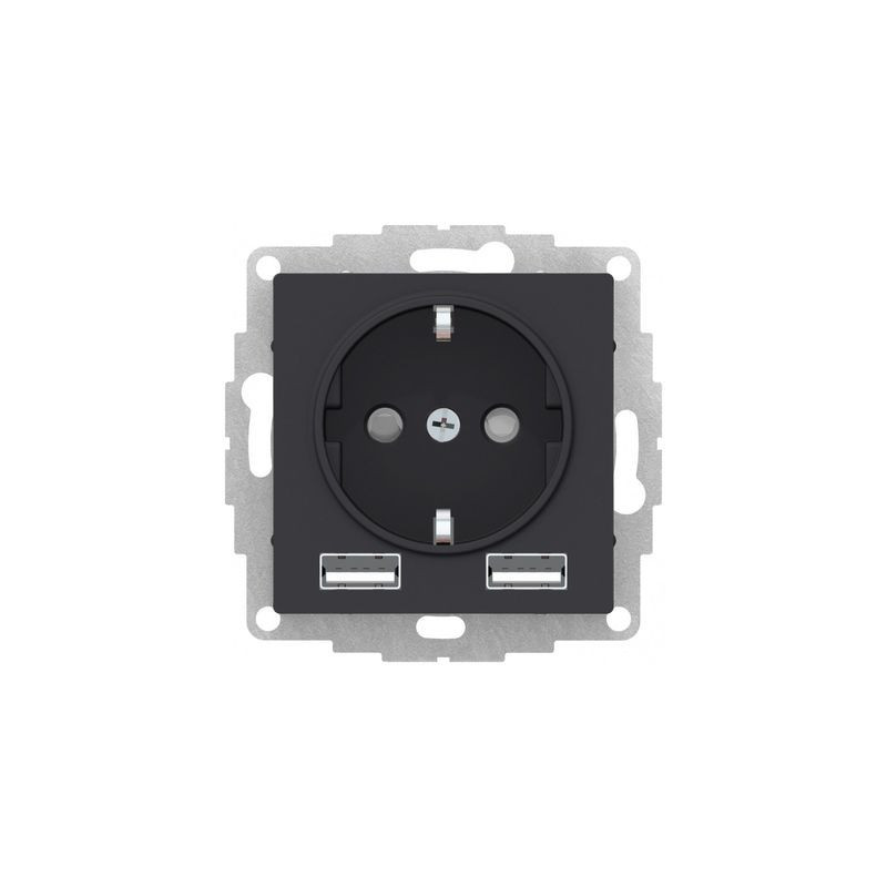 Розетка Schneider Electric AtlasDesign ATN001030 карбон вид спереди